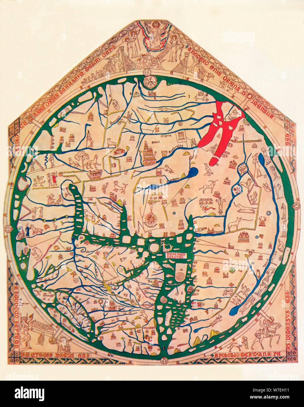 The Hereford Mappa Mundi', (c1285), 1912. Artist: Richard de Bello Stock Photo