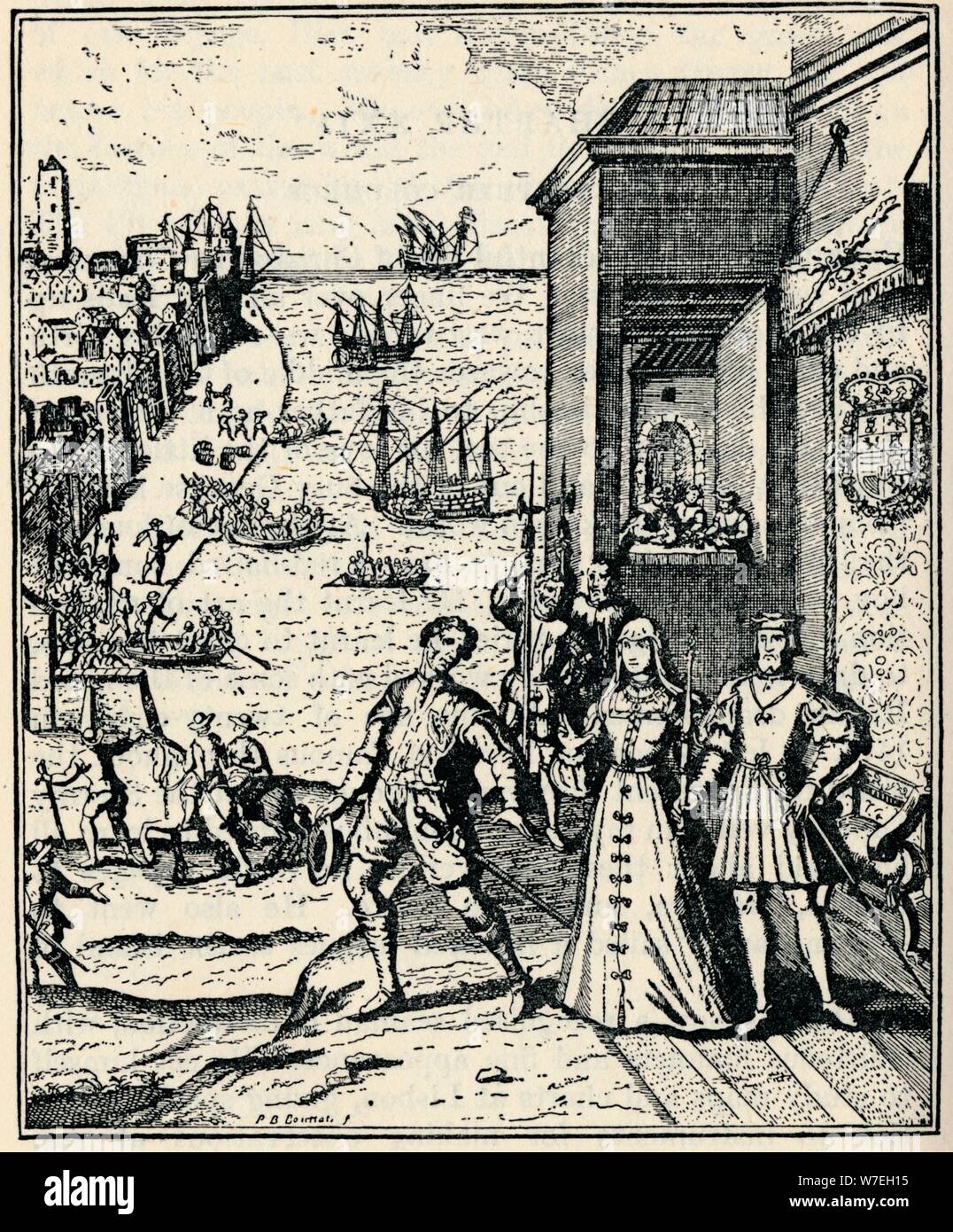 Columbus with Ferdinand and Isabella, (3rd August 1492), 1912. Artist ...