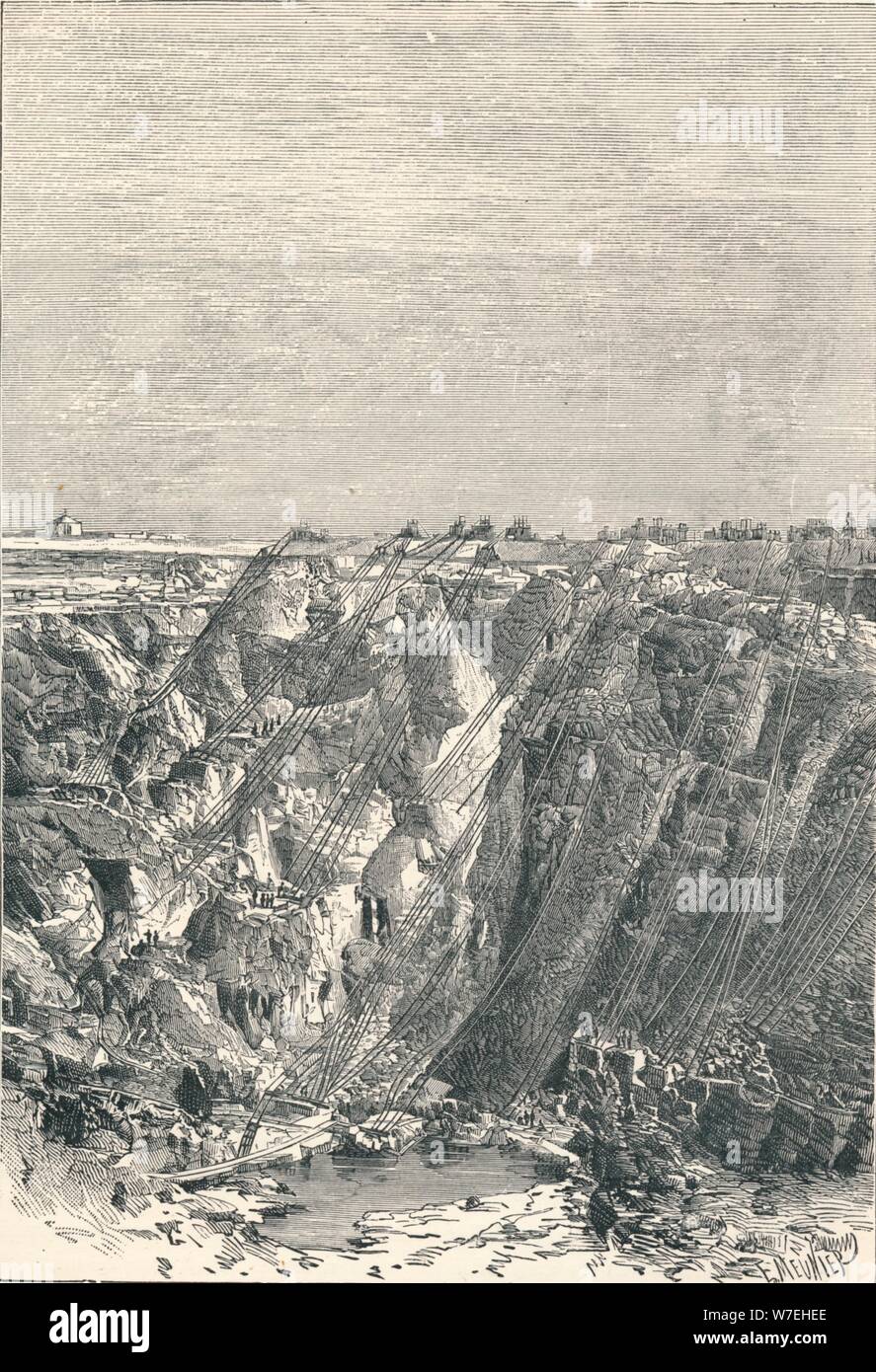 Kimberley: appearance of the diamond mine in 1880, 1896. Artist: Unknown Stock Photo