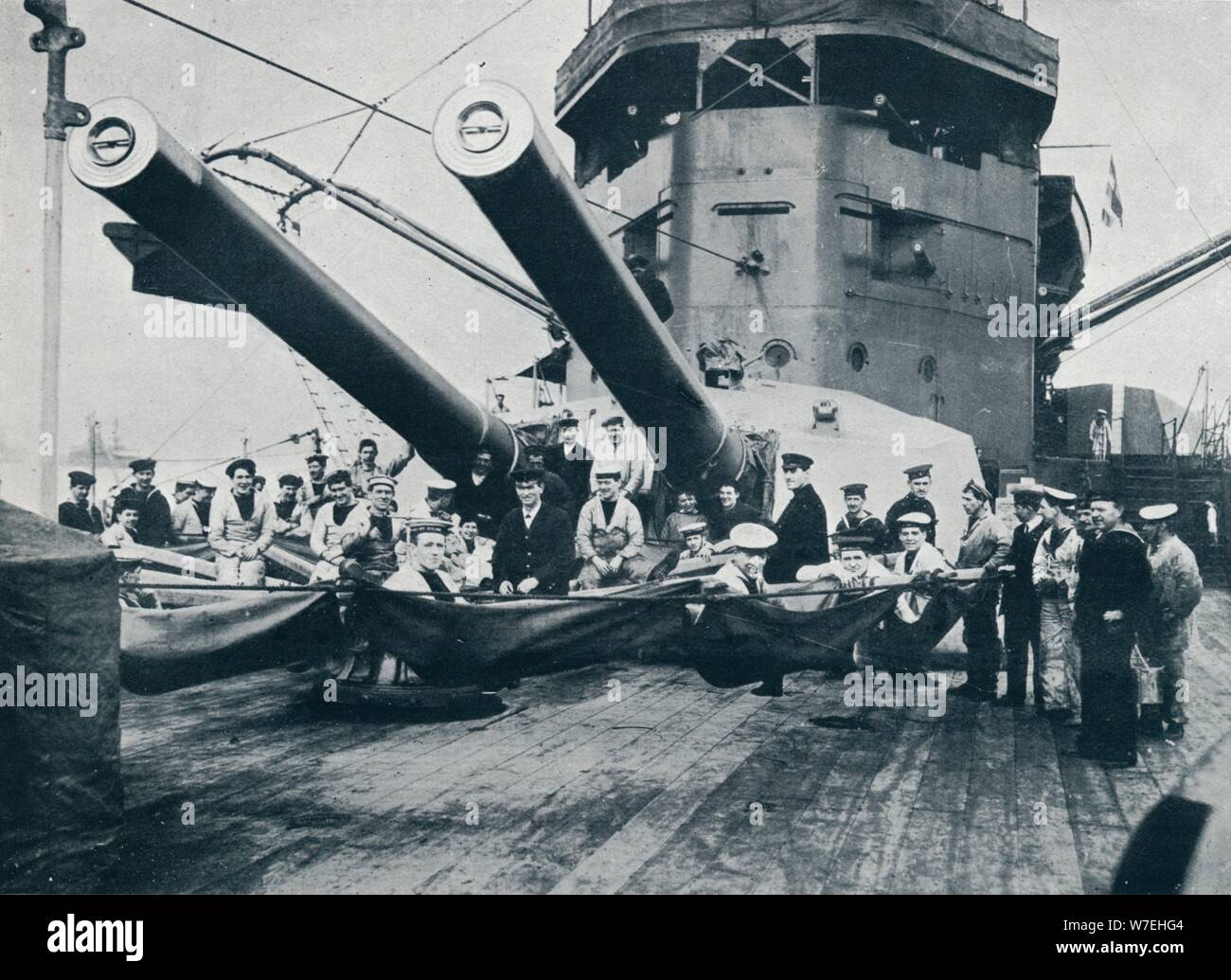 The big guns of HMS New Zealand, c1914. Artist: Unknown Stock Photo