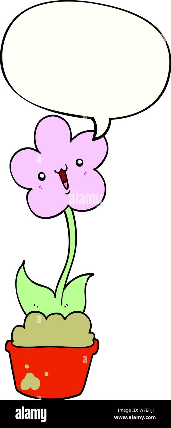 cute cartoon flower with speech bubble Stock Vector Image & Art - Alamy
