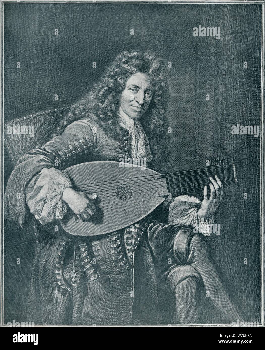 Charles Mouton, (c1626-1710). French lutenist and lute composer, (1909). Artist: Gerard Edelinck Stock Photo