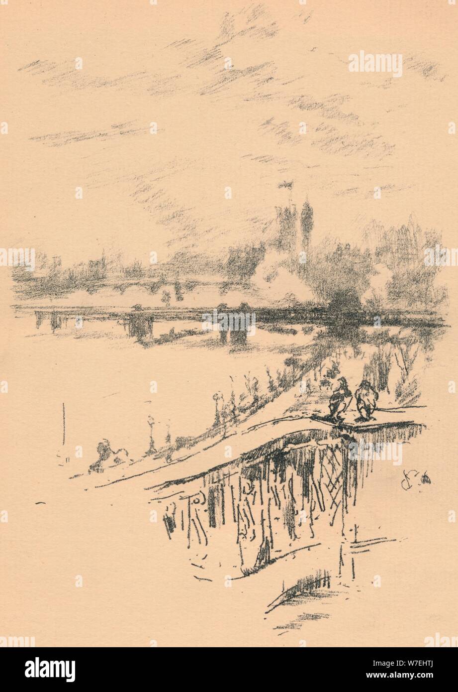Lithographie Originale Signée James McNeill Whistler 'Savoie Savoy Pigeons' 1896