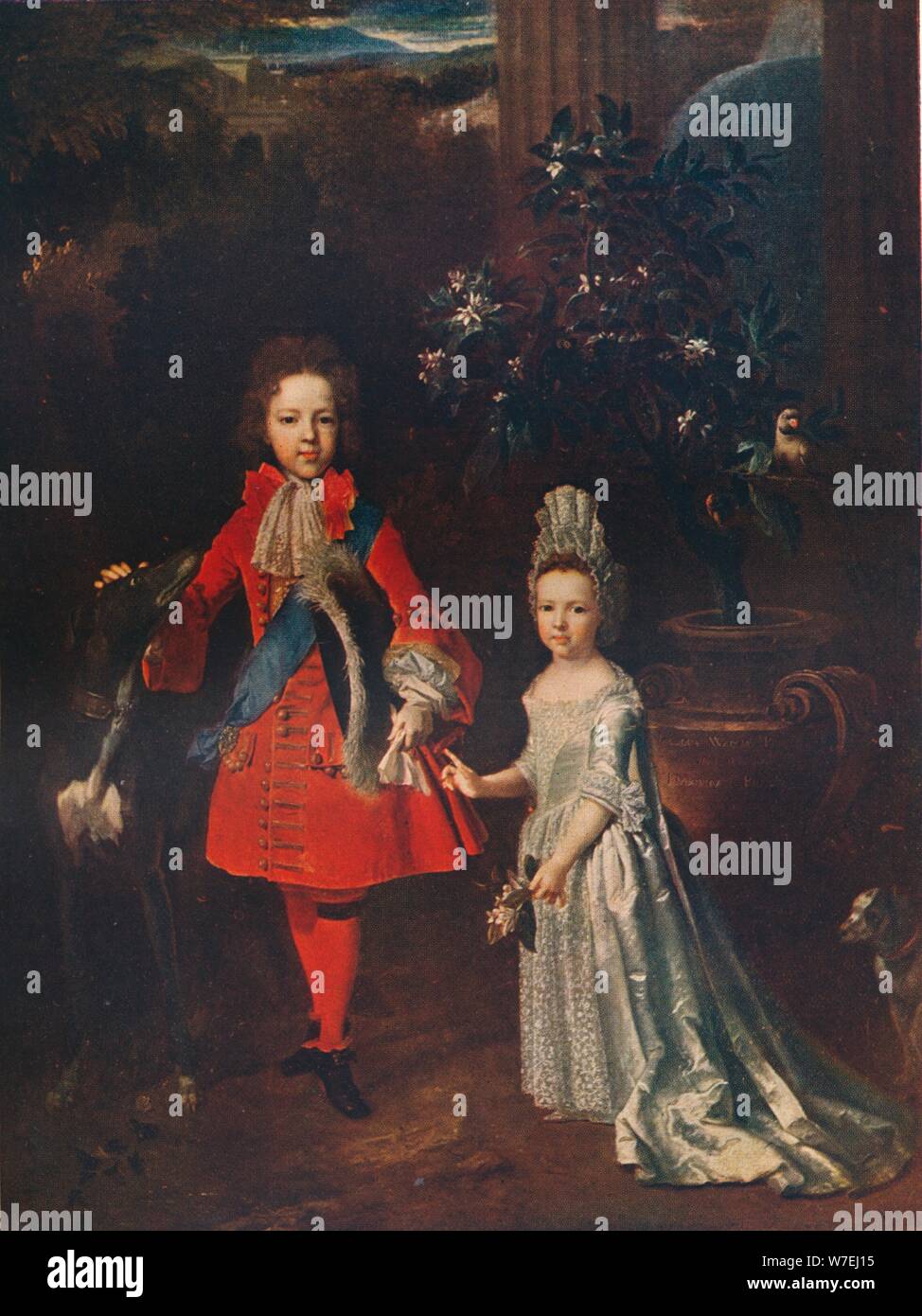 James Francis Edward Stuart (1688-1765), Louisa Maria Theresa Stuart (1692-1712), 1695, (1911). Artist: Nicolas de Largilliere Stock Photo