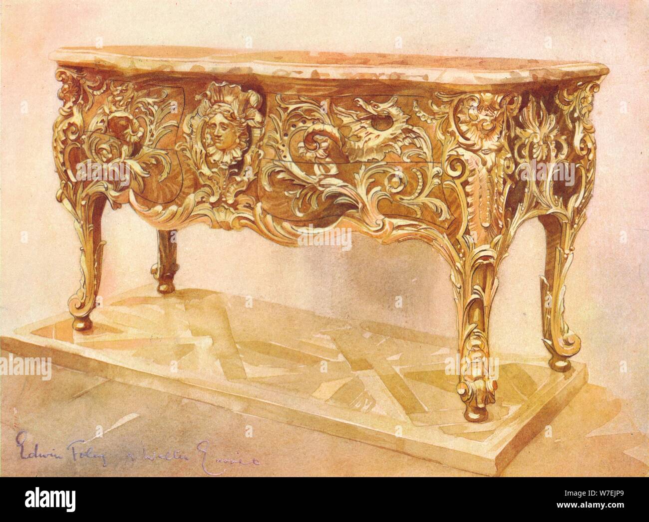 A dragon commode dated c1735-40, (c1903). Artist: Walter Eassie Stock Photo