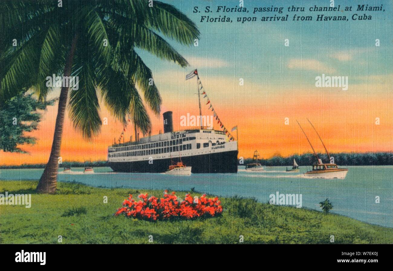 SS Florida, Miami, Florida, upon arrival from Havana, Cuba,  c1931. Artist: Unknown Stock Photo