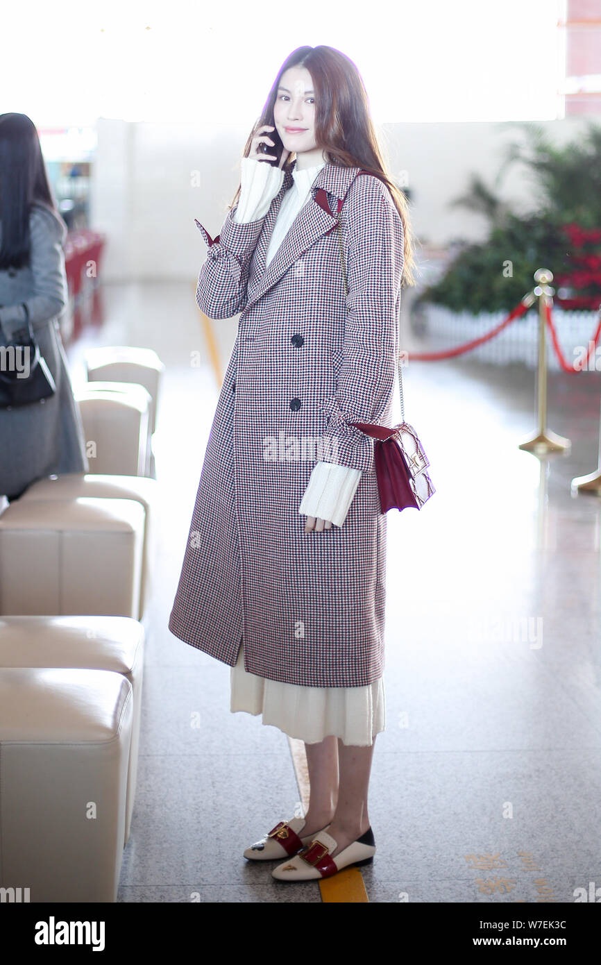 Chinese model He Sui is pictured at the Beijing Capital International