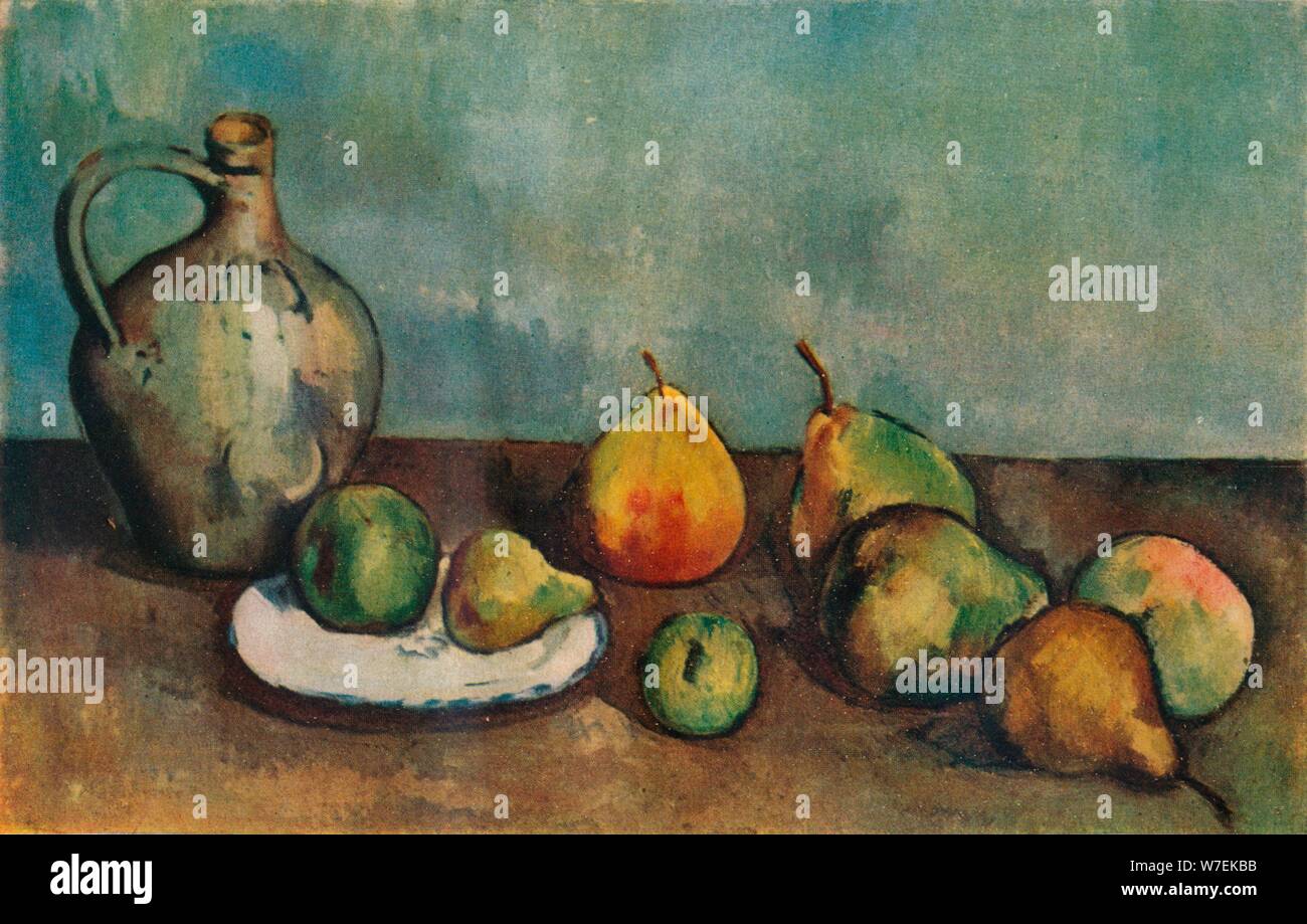 'Still life, pitcher and fruit', 1894. Artist: Paul Cezanne. Stock Photo