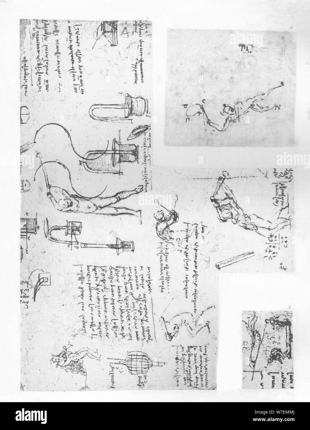 Three drawings illustrating the theory of the movements of the human figure, c1472-c1519 (1883). Artist: Leonardo da Vinci. Stock Photo