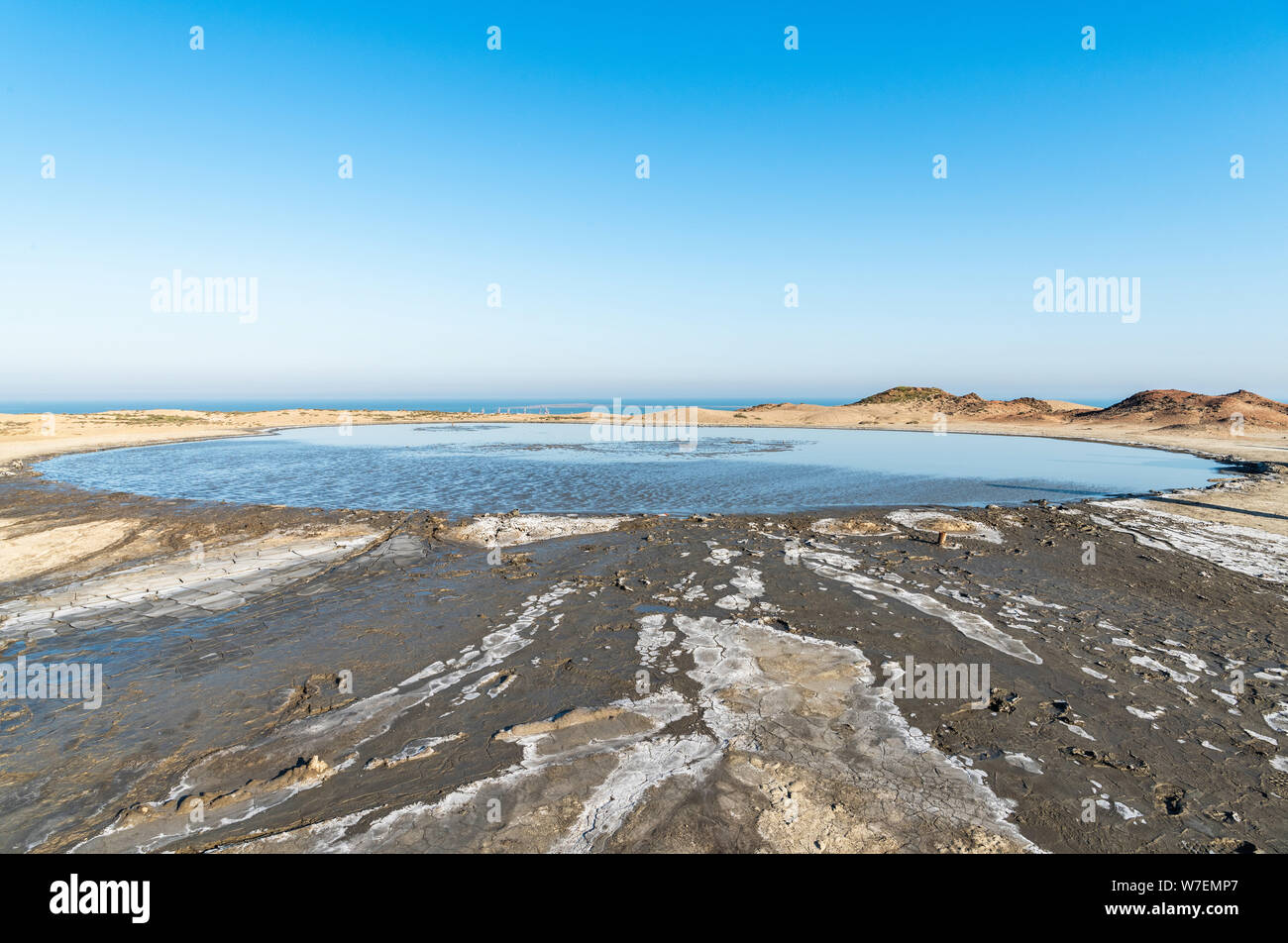 Salse mud pond in Gobustan, Azerbaijan. Stock Photo