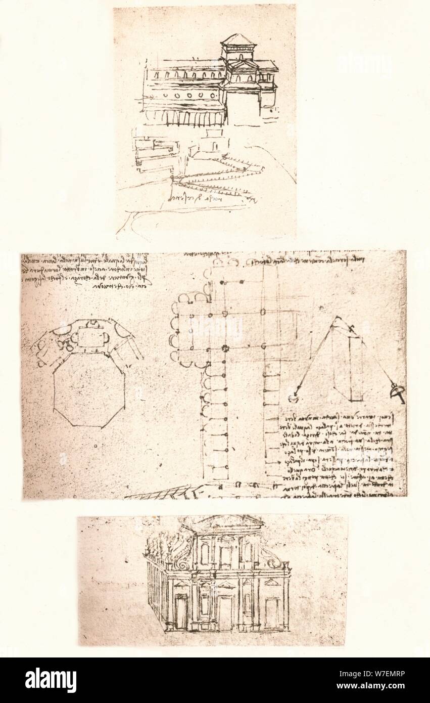 Three drawings of churches, c1472c1519 (1883). Artist Leonardo da