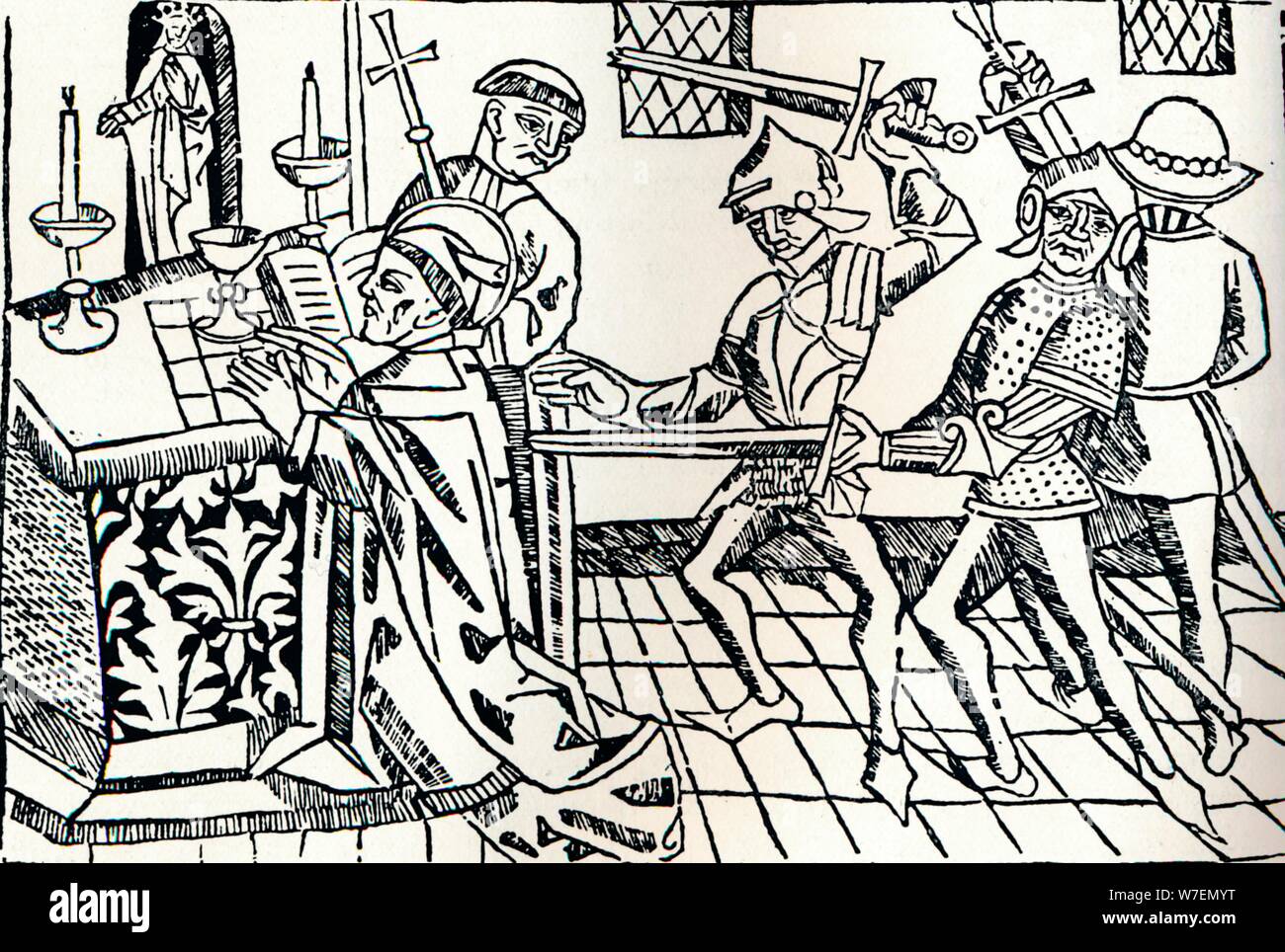 'Martyrdom of St. Thomas of Canterbury', c1484. Artist: William Caxton. Stock Photo