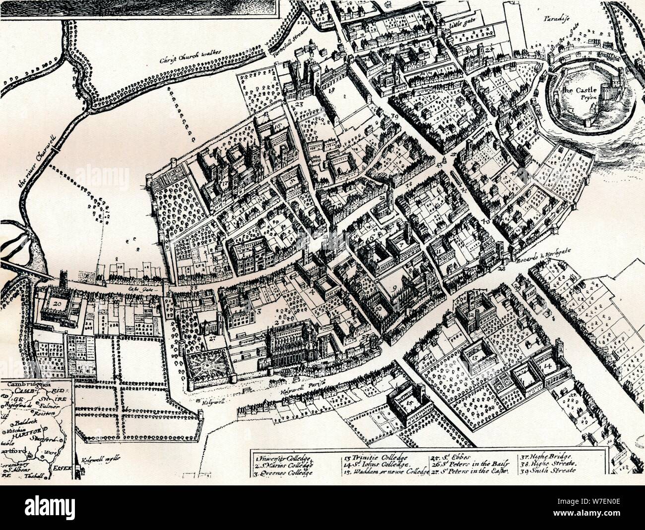 Hollar's plan of Oxford, c1643. Artist: Wenceslaus Hollar. Stock Photo