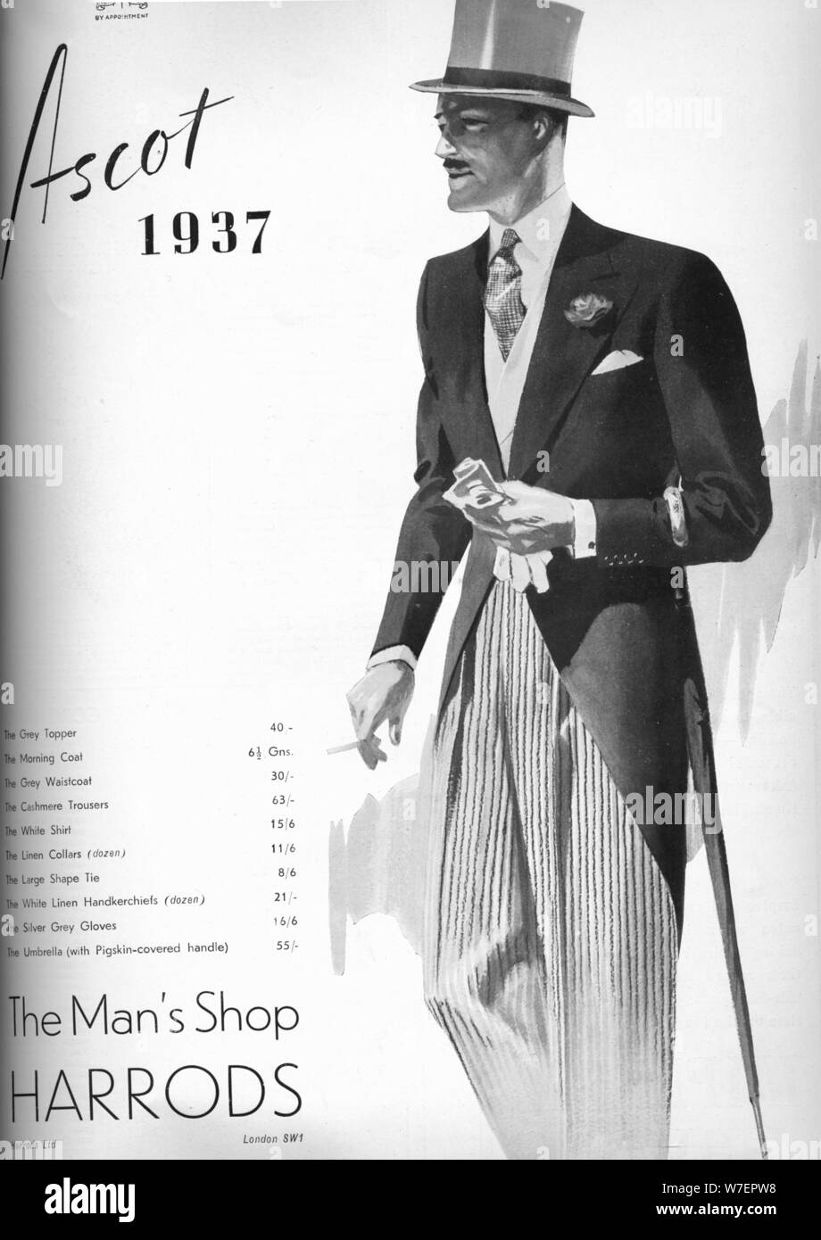 'Harrods: The Man's Shop - Ascot 1937', 1937. Artist: Unknown. Stock Photo