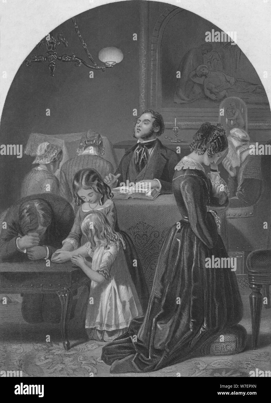 'Family Worship', c1870. Artist: Edward Henry Corbould. Stock Photo