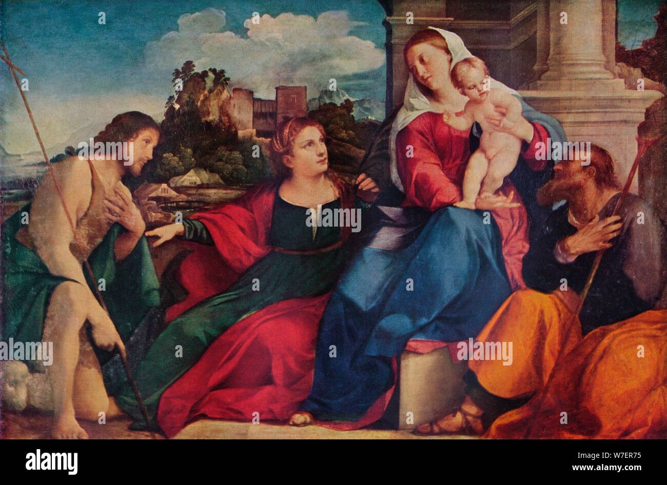 'Sacred Conversation', c1525. Artist: Jacopo Palma il Vecchio. Stock Photo