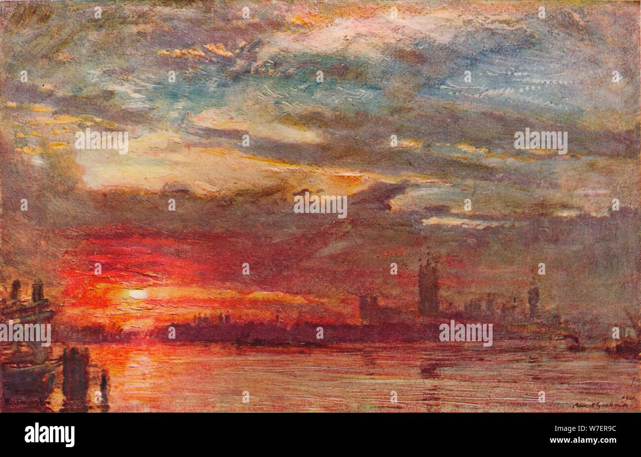 'Westminster Sunset ', 1900. Artist: Albert Goodwin. Stock Photo