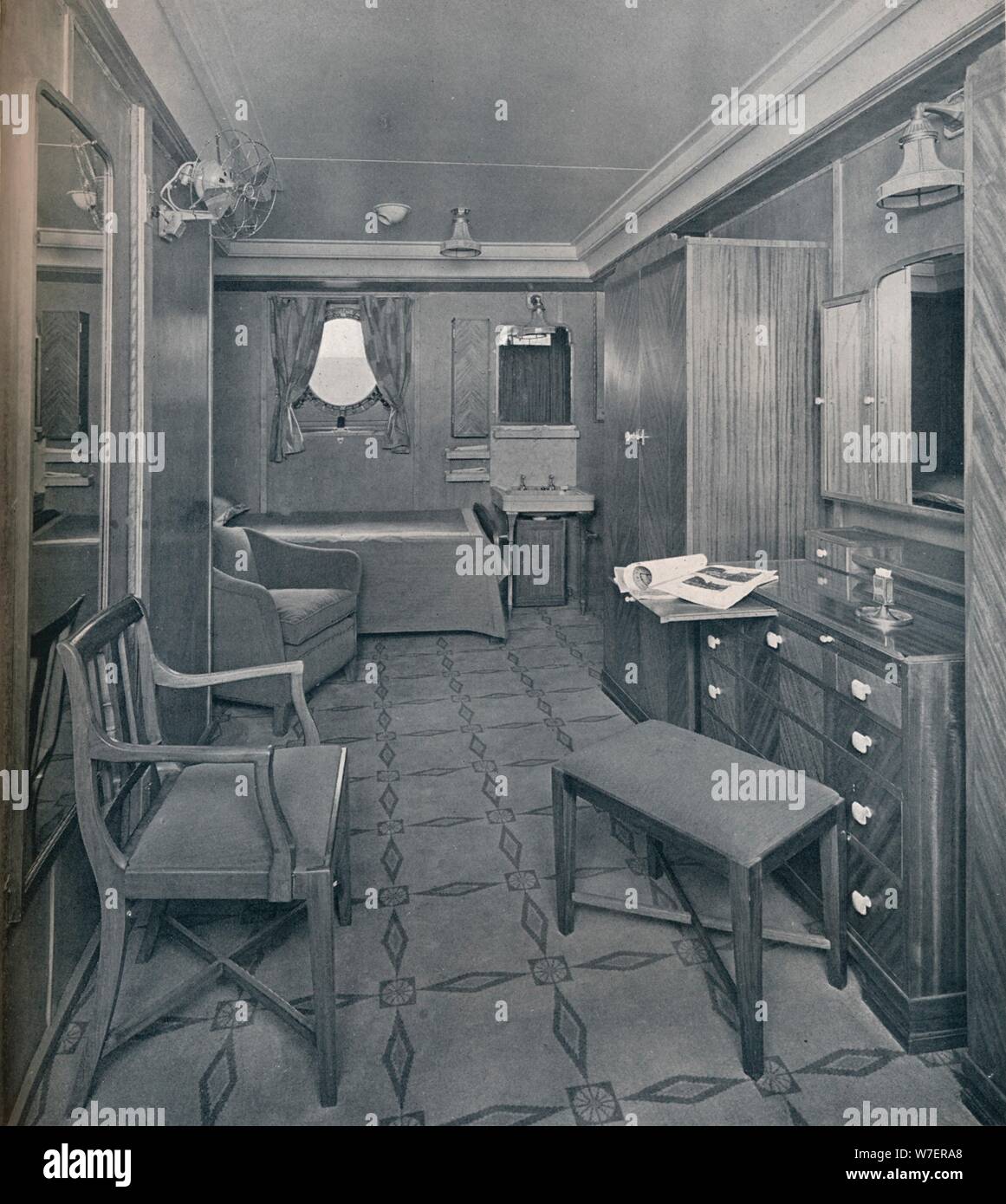 'Apartments in the First Class area on board the  S.S. Empress of Britain', 1931. Artist: Stewart Bale Limited. Stock Photo