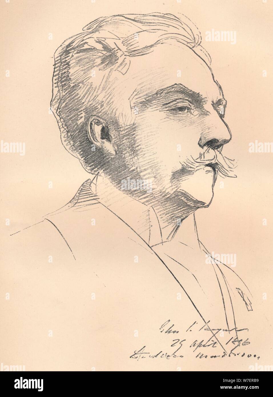 'Portrait-Sketch of M. Gabriel Faure', c1889. Artist: John Singer Sargent. Stock Photo