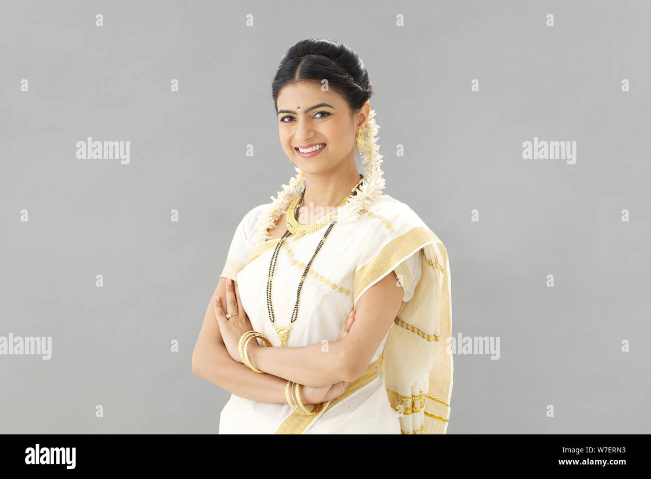 Portrait of a South Indian woman smiling Stock Photo - Alamy