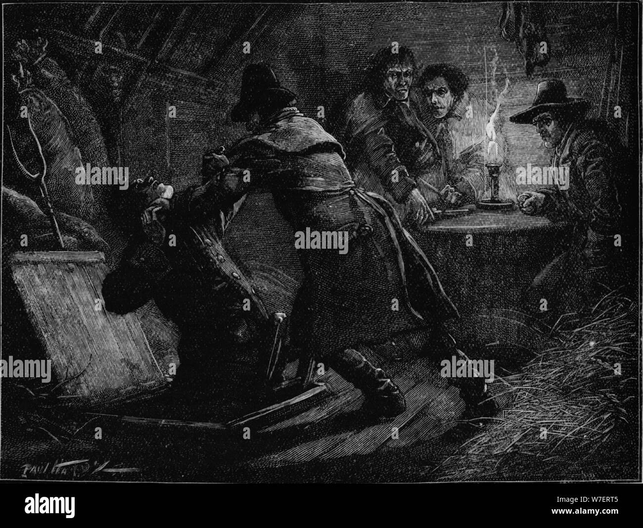 Surprise of the Cato Street conspirators, London, 1820 (1906).  Artist: Paul Hardy. Stock Photo