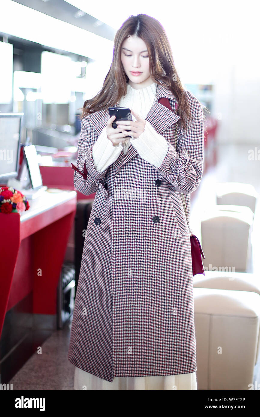 Chinese model He Sui is pictured at the Beijing Capital International