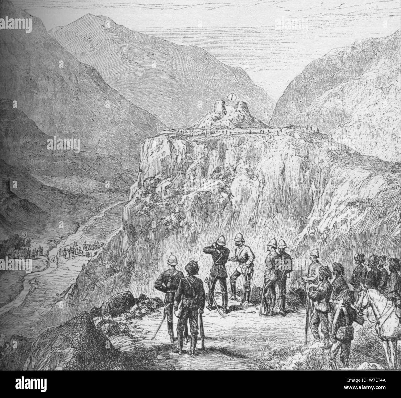 The fort of Ali Masjid in the Khyber Pass, 1908. Artist: Unknown. Stock Photo