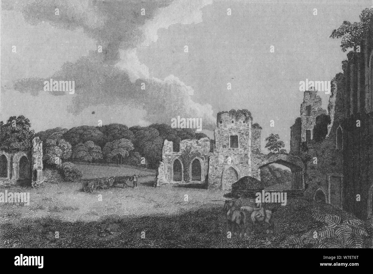 'View of part of  the Ruins of the Abbey of St. Agatha: near Eastby, Yorkshire', 1791. Artist: Unknown. Stock Photo