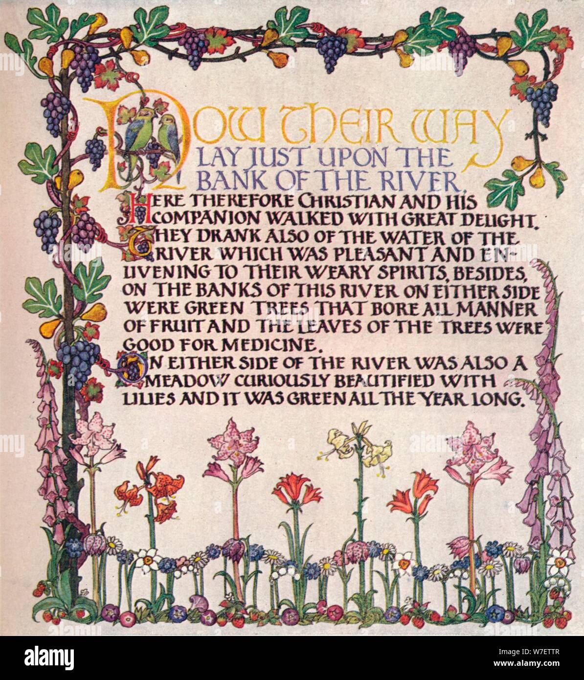'Illuminated Text From The Pilgrim's progress', c1920. Artist: Marta Bowerley. Stock Photo