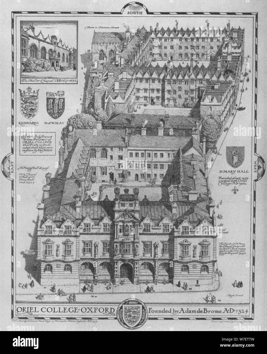 Oriel College Oxford Map Oriel College, Oxford', 1919. Artist: Edmund Hort New Stock Photo - Alamy