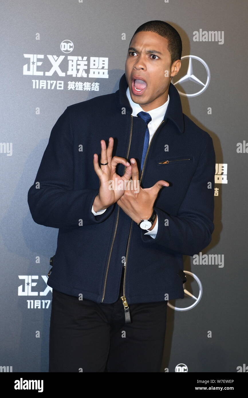 American stage actor Ray Fisher poses as he arrives on the red carpet for  the movie "Justice League" in Beijing, China, 26 October 2017 Stock Photo -  Alamy