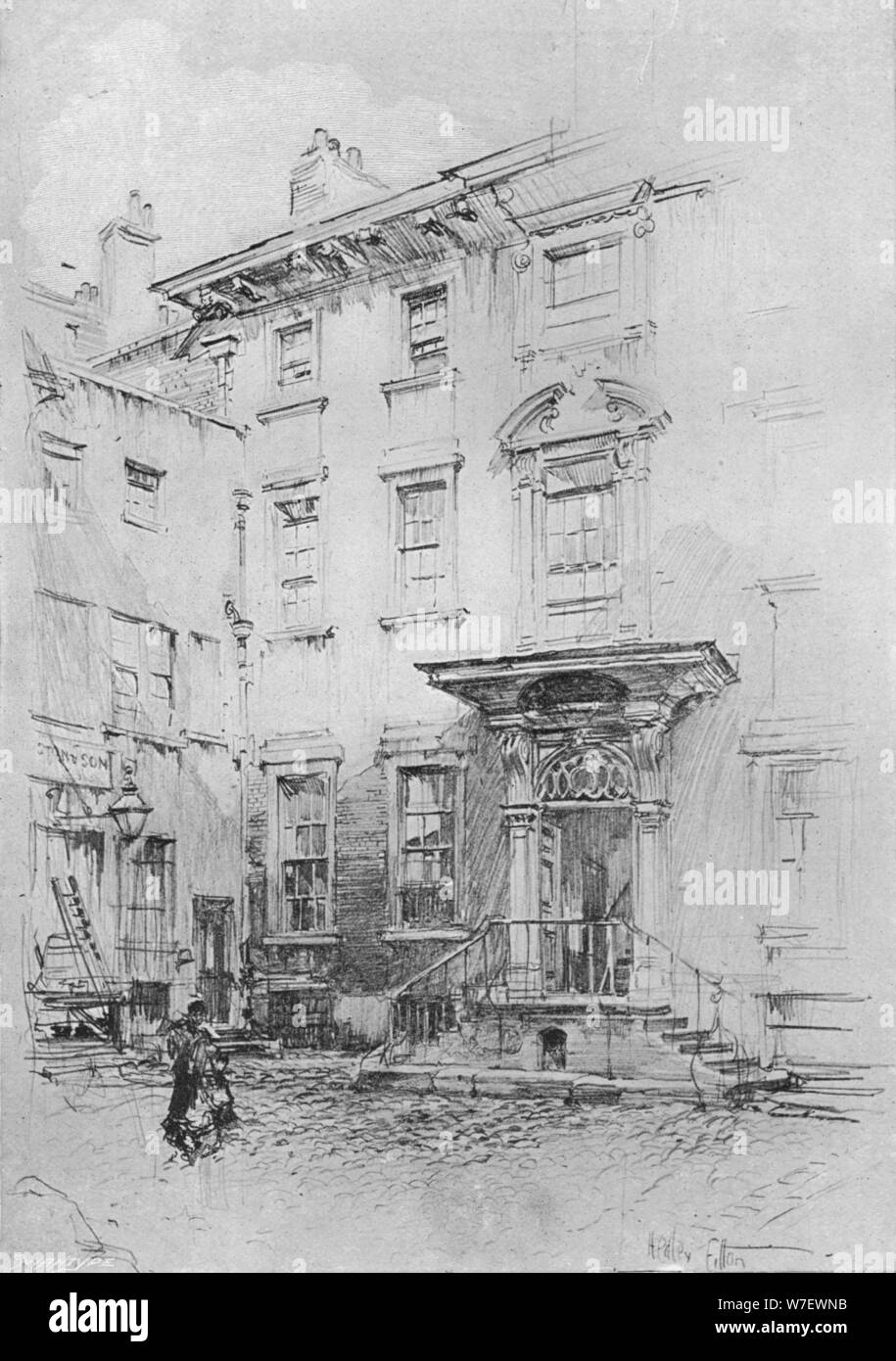 'Sir Christopher Wren's house, Love Lane', c1902, (1903). Artist: Hedley Fitton. Stock Photo