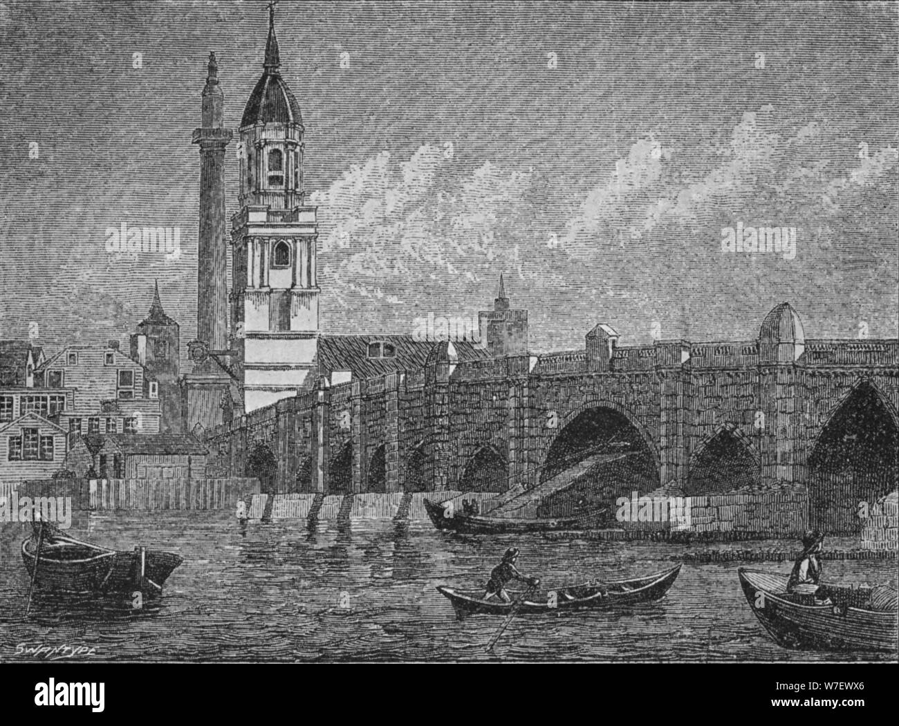 'London Bridge', 1796, (1903). Artist: John Walker. Stock Photo