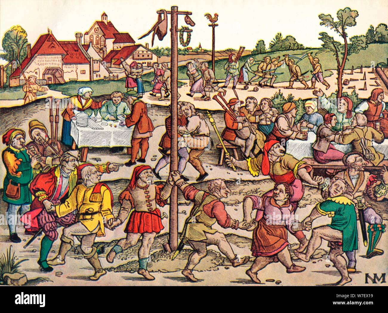 'Villagers Celebration', c1530, 1949. Artist: Nikolaus Meldemann. Stock Photo