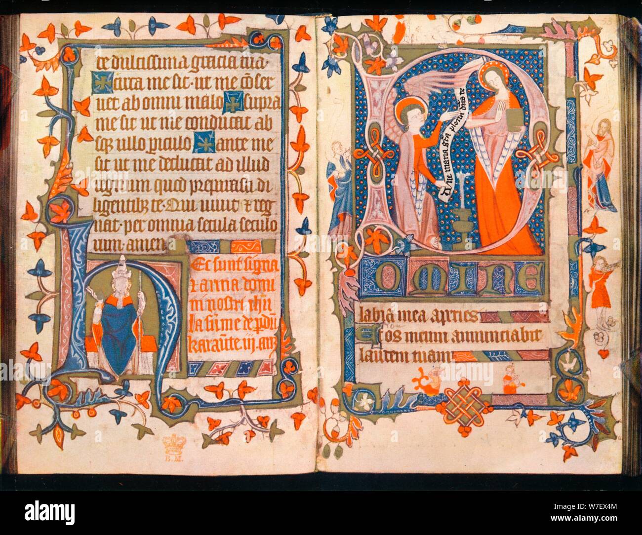 'Two pages from A Book of Hours', c1350. Artist: Unknown. Stock Photo