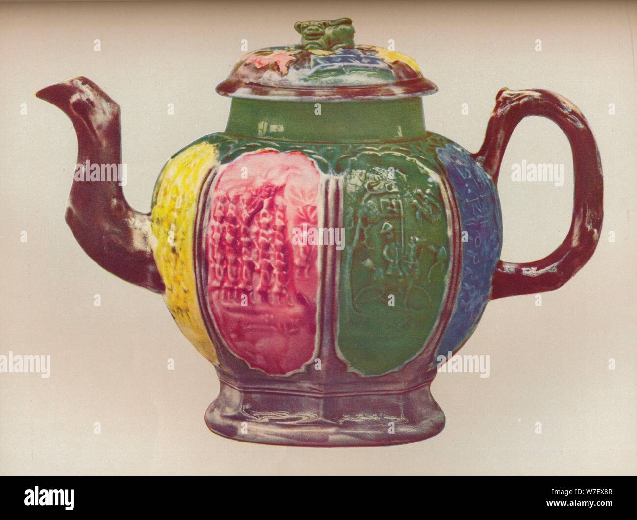 'An Octagonal Salt-Glaze Teapot', c1770. Artist: Unknown. Stock Photo