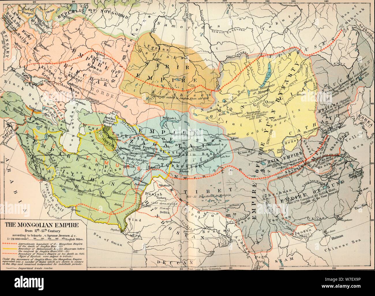'The Mongolian Empire from 12th-15th Century', c1903, (1904). Artist: Unknown. Stock Photo