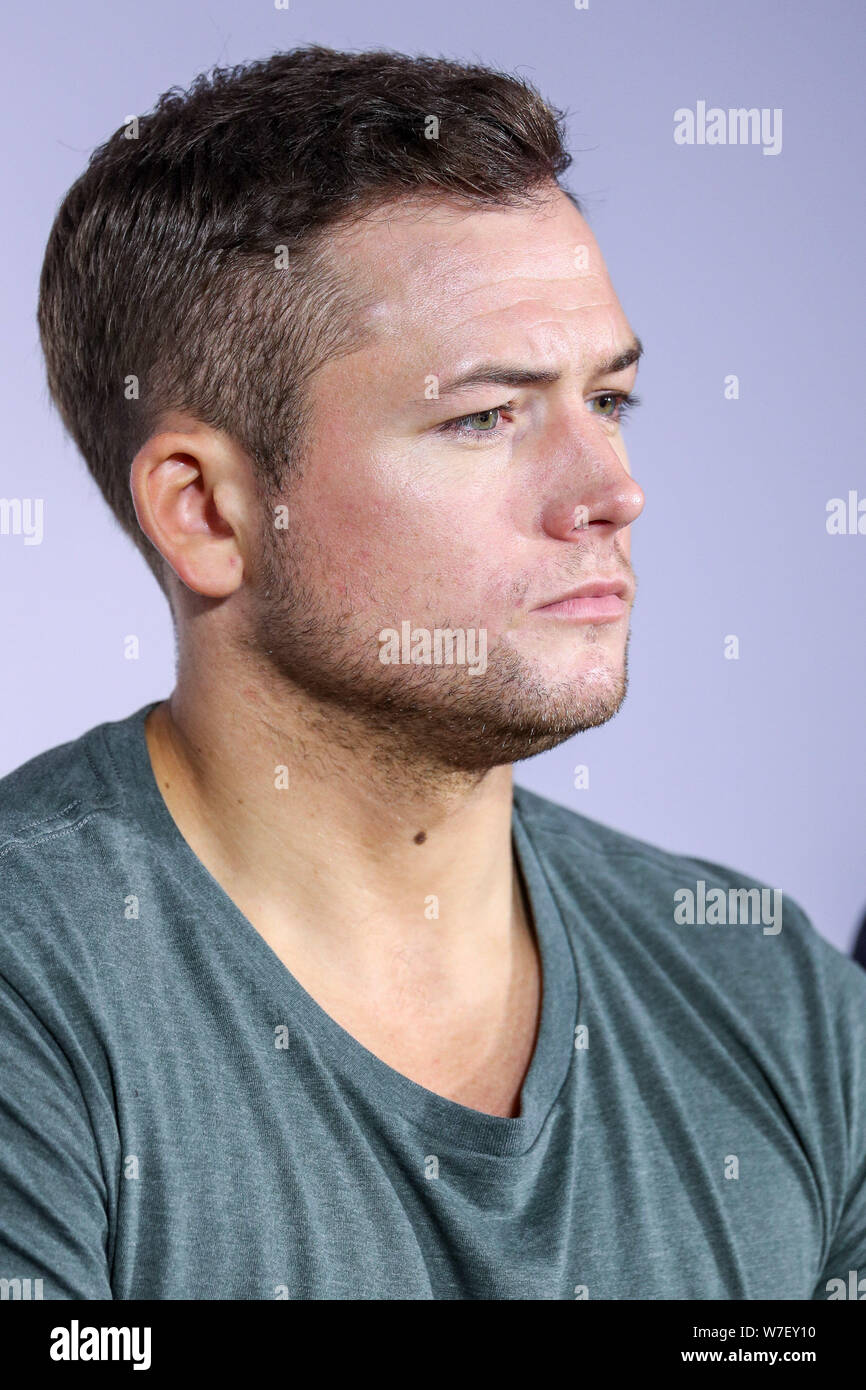 British actor Taron Egerton attends a press conference to promote their ...