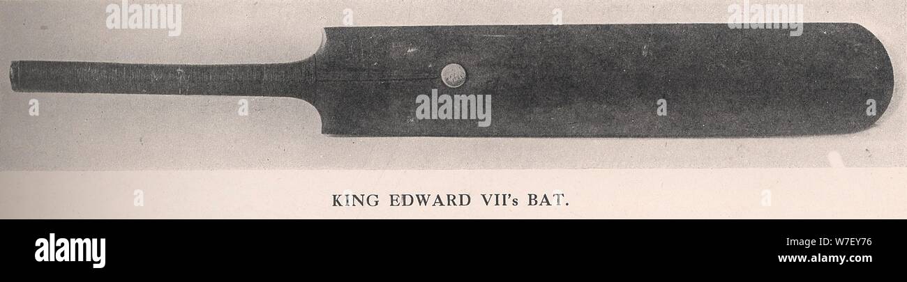 King Edward VII's cricket bat, 1912. Artist: Unknown. Stock Photo