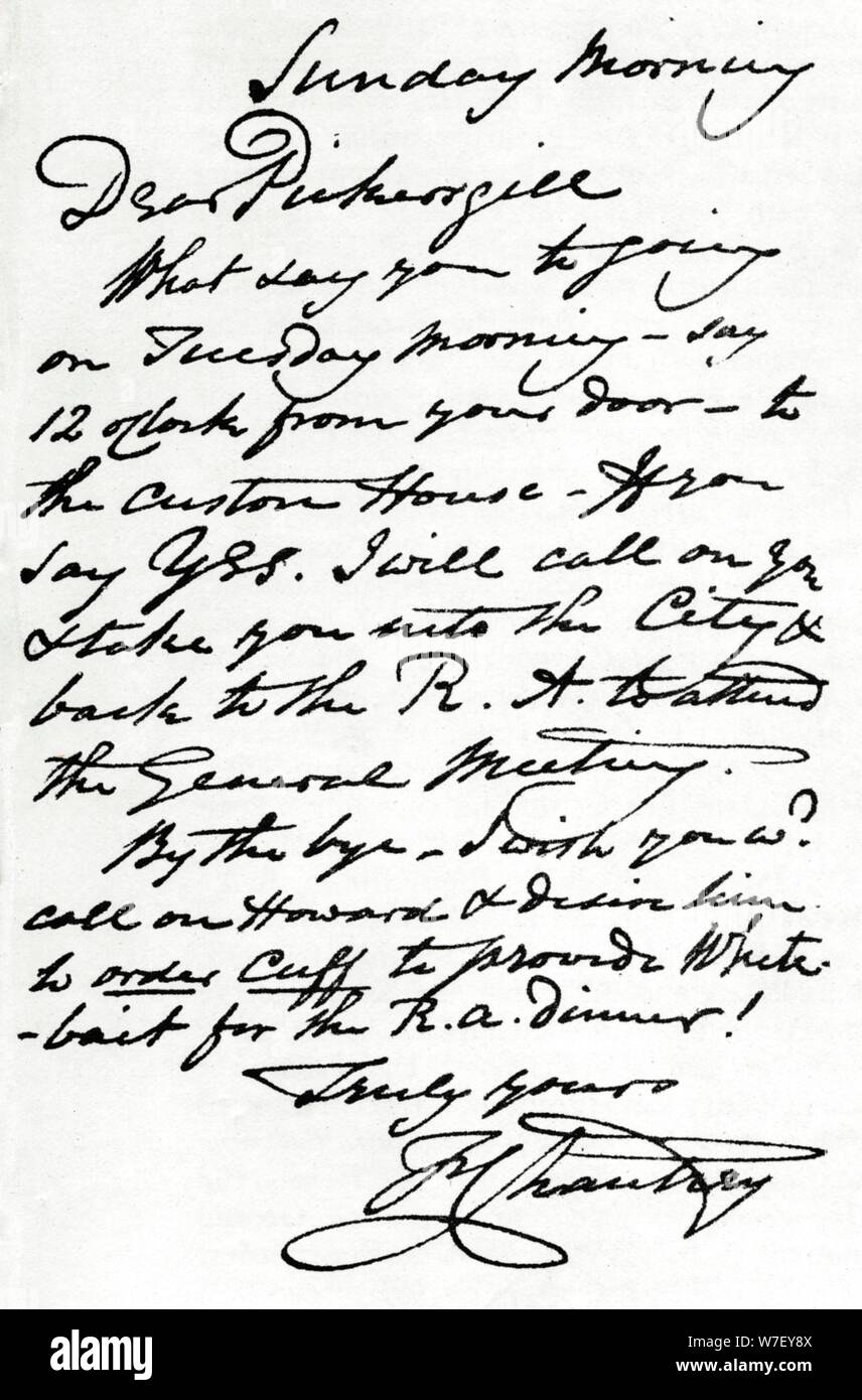A letter from Francis Leggatt Chantrey, 1839 (1904). Artist: Francis Legatt Chantrey. Stock Photo