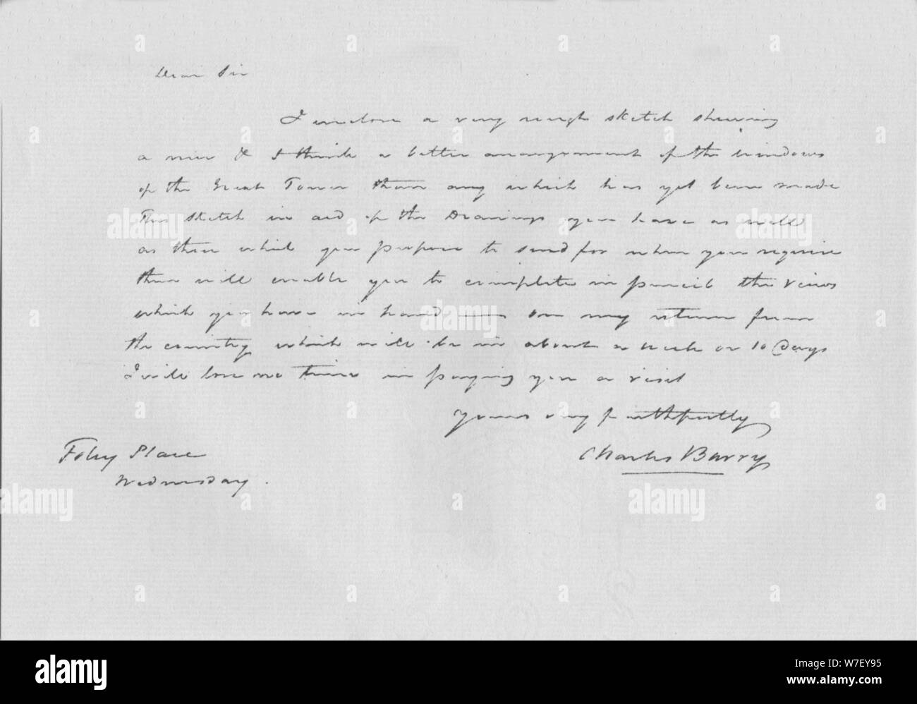 A letter from Charles Barry, c1840 (1904). Artist: Sir Charles Barry. Stock Photo