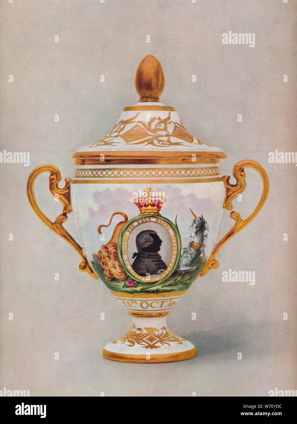 Worcester vase commemorating the Golden Jubilee of King George III, c1809. Artist: Unknown. Stock Photo