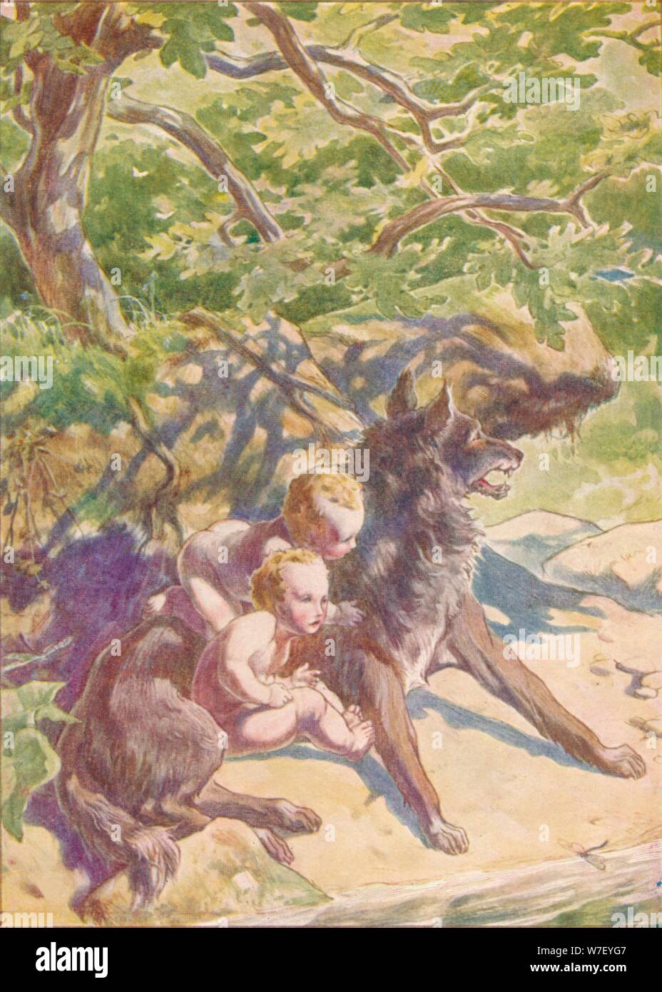 'Down to the river presently came a she-wolf to drink', c1912 (1912). Artist: Ernest Dudley Heath. Stock Photo