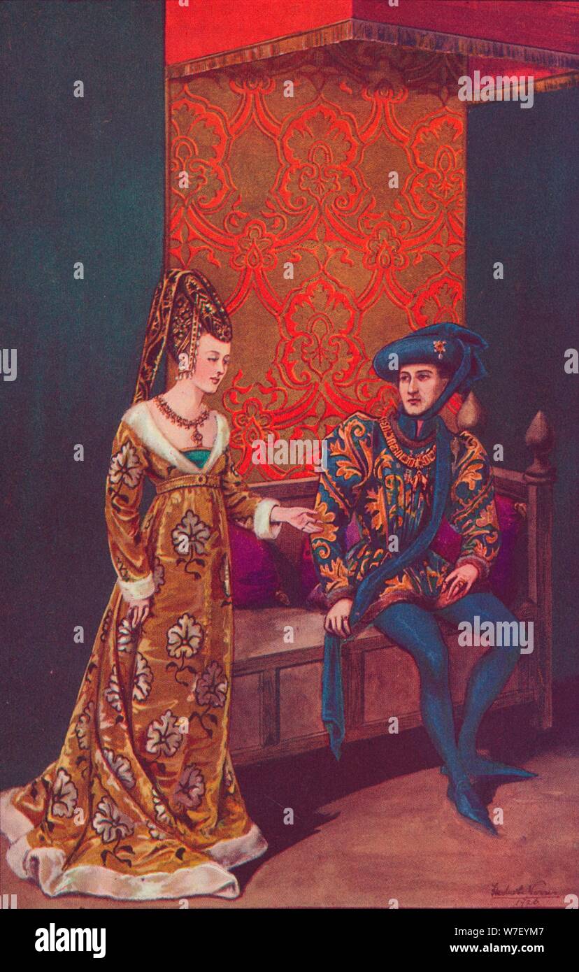 'Philippe Le Bon, Duke of Burgundy and Isabelle of Portugal, 1440-1445', 1926. Artist: Herbert Norris. Stock Photo