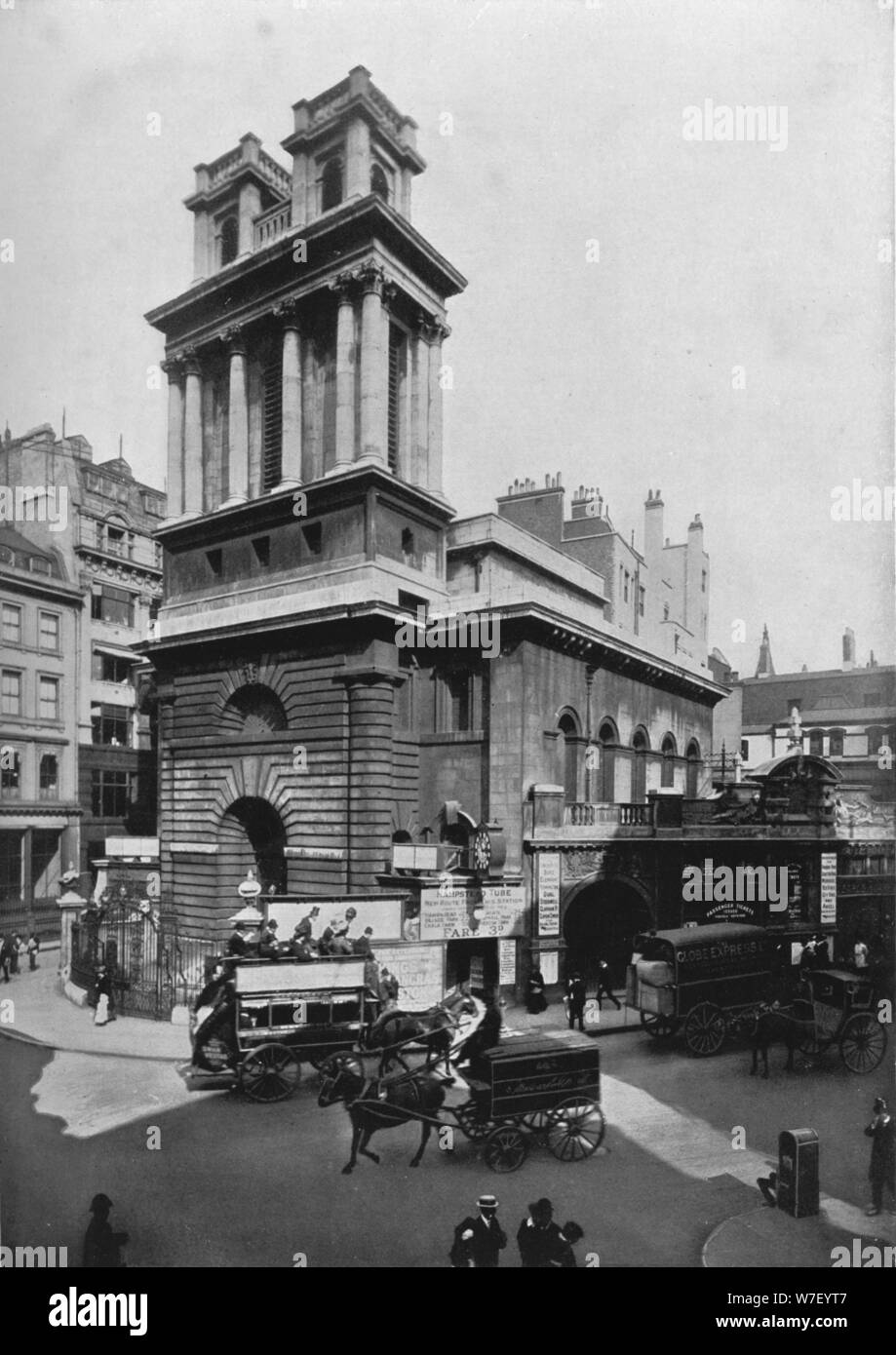 Church of St Mary Woolnoth, City of London, c1910 (1911). Artist: Pictorial Agency. Stock Photo