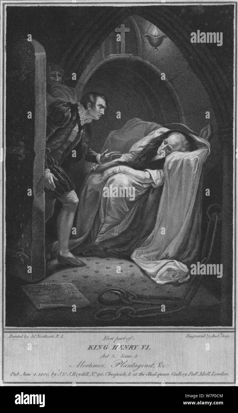 'First part of King Henry VI. Act 2 Scene 5.  Mortimer; Plantagenet, & c', 1800. Artist: Andrew Gray. Stock Photo