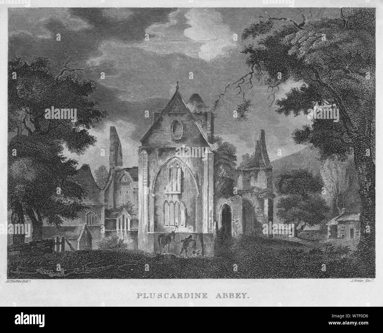 'Pluscardine Abbey', 1804. Artist: James Fittler. Stock Photo
