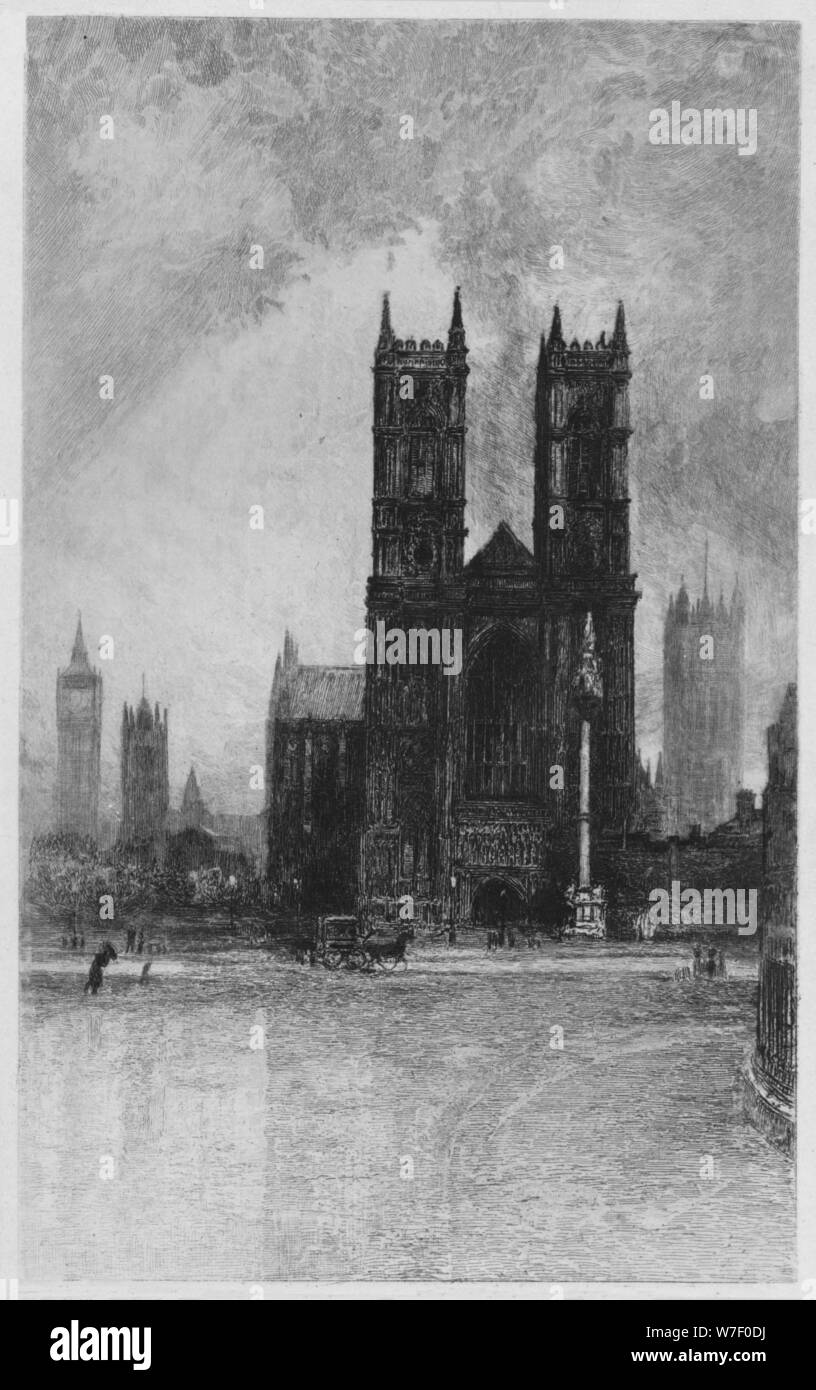 'The Towers of Westminster', c1897. Artist: Francis S Walker. Stock Photo