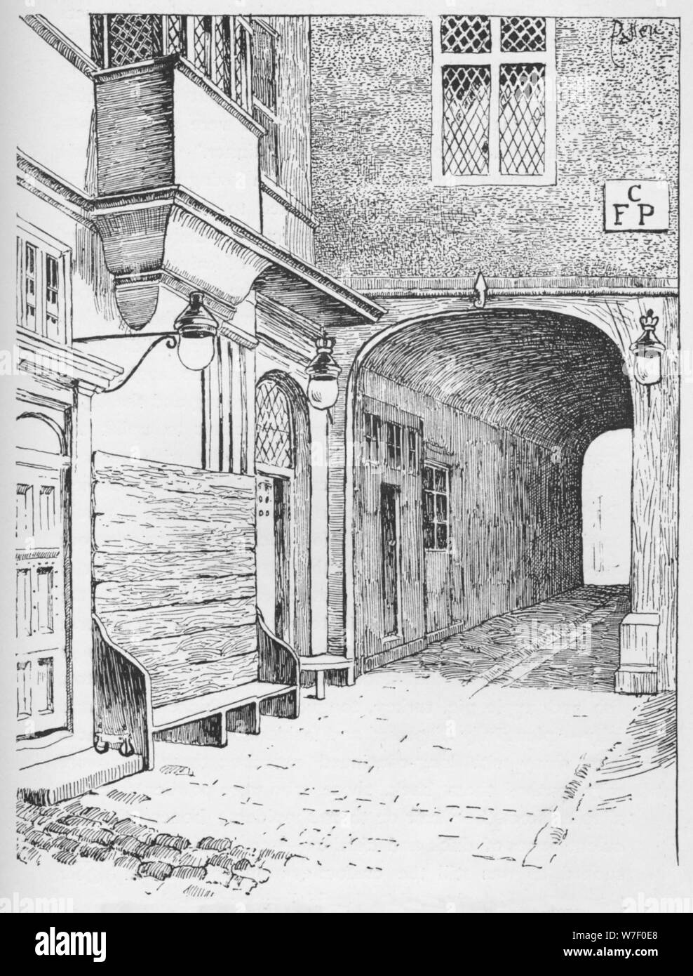 'The Entrance to Speaker's Ward as it appeared before the fire', c1897. Artist: William Patten. Stock Photo