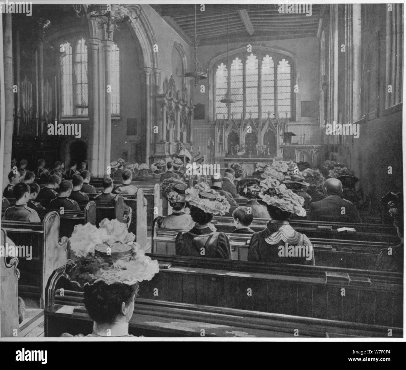 Sunday morning service in the Church of St Peter ad Vincula, London, c1903 (1903). Artist: Unknown. Stock Photo